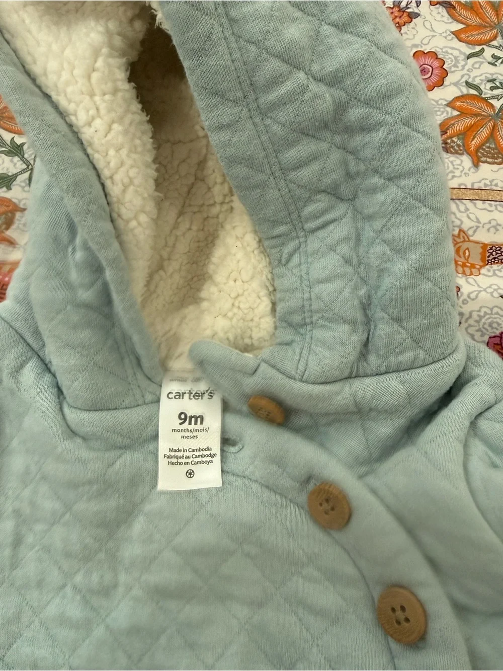 Carter's Hooded Quilted Pram Sleep and play NWOT